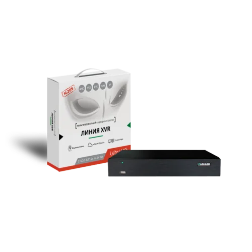 Мультиформатный видеорегистратор Линия XVR 8 H.265 для аналоговых и IP-видеокамер. Количество каналов: видео - 8, 2HDD общим объемом до 24Тб, H.265